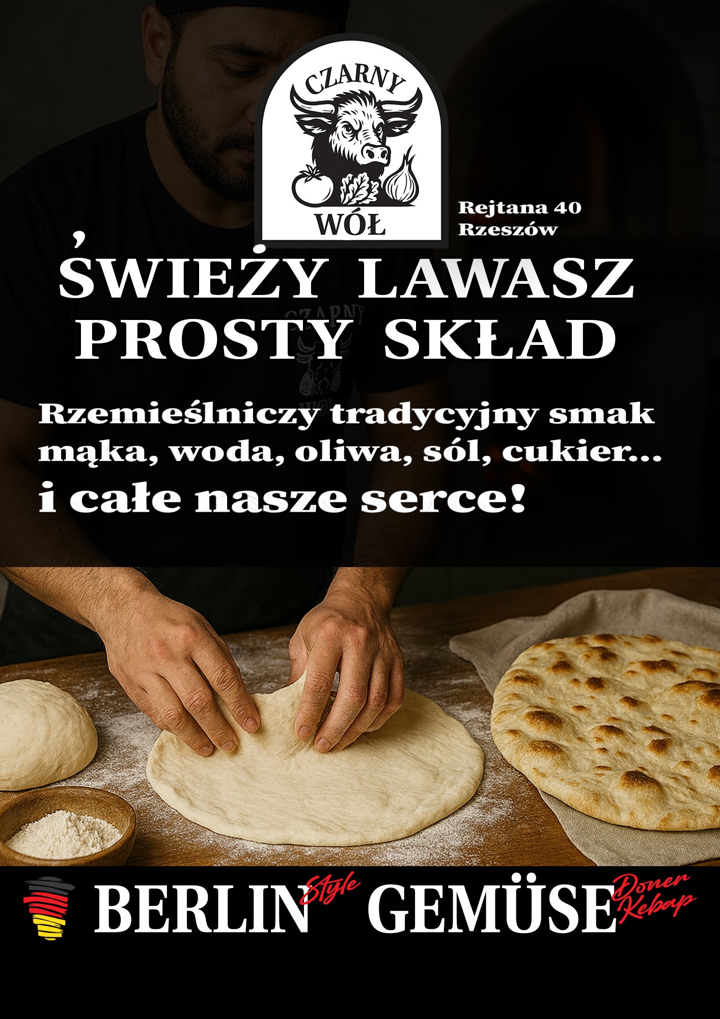 Świeży lawasz pieczony na miejscu - rzemieślniczy kebab Czarny Wół Rzeszów