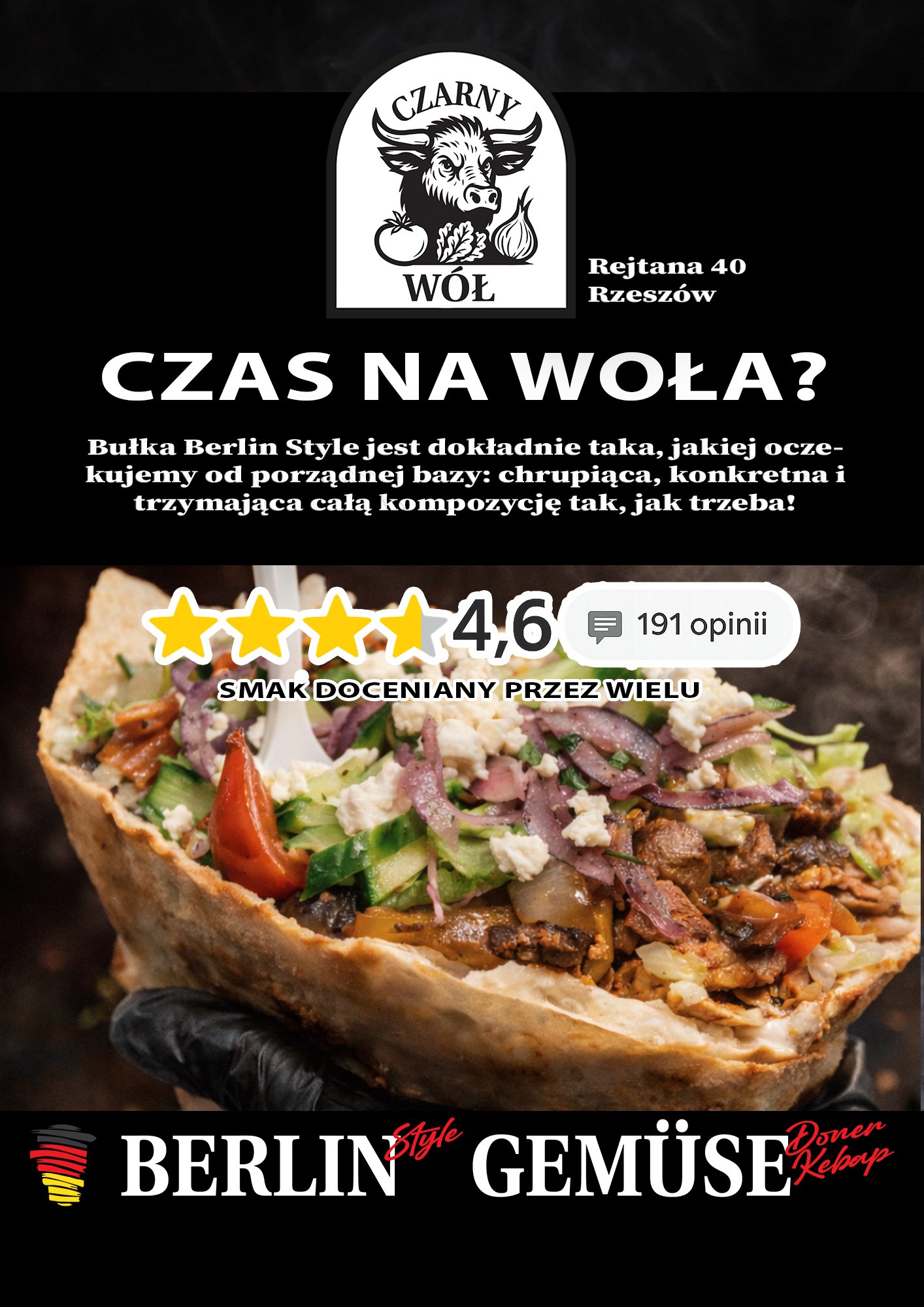 Yaprak i rzemieślniczy kebab Berlin style - Czarny Wół Rzeszów Rejtana 40